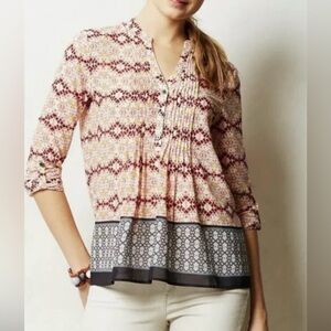 Anthropologie HD in Paris ‘Kaveri’ Pink Printed Blouse